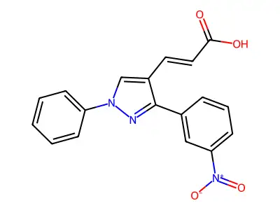 3-[3-(3-nitrophenyl)-1-phenyl-1H-pyrazol-4-yl]prop-2-enoic acid structure