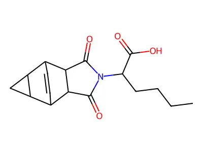 2-(1,3-dioxooctahydro-4,6-ethenocyclopropa[f]isoindol-2(1H)-yl)hexanoic acid structure