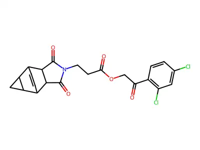 2-(2,4-dichlorophenyl)-2-oxoethyl 3-(1,3-dioxo-3,3a,4,4a,5,5a,6,6a-octahydro-4,6-ethenocyclopropa[f]isoindol-2(1H)-yl)propanoate structure