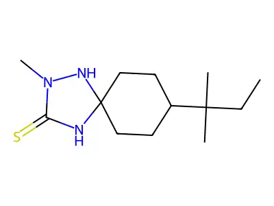 2-Methyl-8-(2-methylbutan-2-yl)-1,2,4-triazaspiro[4.5]decane-3-thione structure