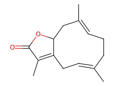3,6,10-trimethyl-7,8,11,11a-tetrahydro-4H-cyclodeca[b]furan-2-one structure