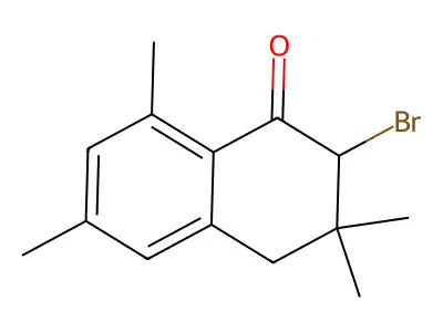 2-Bromo-3,3,6,8-tetramethyl-3,4-dihydronaphthalen-1(2H)-one structure