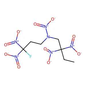 N-Nitro(3-fluoro-3,3-dinitropropyl)(2,2-dinitro-butyl)amine structure