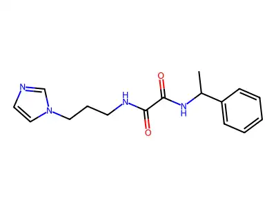 N-(3-imidazol-1-ylpropyl)-N'-(1-phenylethyl)oxamide structure