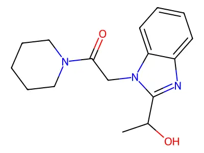2-(2-(1-Hydroxyethyl)-1H-benzo[d]imidazol-1-yl)-1-(piperidin-1-yl)ethan-1-one structure