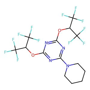 1,3,5-Triazine, 2,4-bis(2,2,2-trifluoro-1-trifluoromethylethoxy)-6-(1-piperidyl)- structure