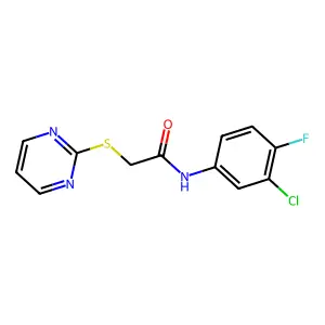N-(3-Chloro-4-fluorophenyl)-2-(2-pyrimidinylsulfanyl)acetamide structure