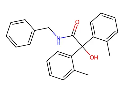 N-benzyl-2-hydroxy-2,2-bis(2-methylphenyl)acetamide structure