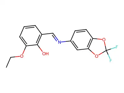 2-[[(2,2-Difluoro-1,3-benzodioxol-5-yl)imino]methyl]-6-ethoxyphenol structure