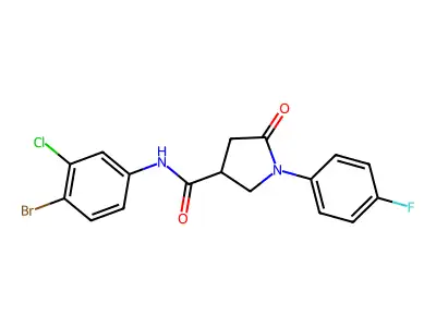 N-(4-bromo-3-chlorophenyl)-1-(4-fluorophenyl)-5-oxopyrrolidine-3-carboxamide structure