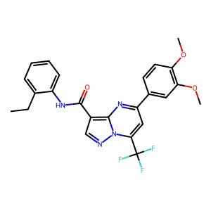 5-(3,4-dimethoxyphenyl)-N-(2-ethylphenyl)-7-(trifluoromethyl)pyrazolo[1,5-a]pyrimidine-3-carboxamide structure