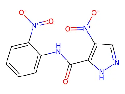 4-nitro-N-(2-nitrophenyl)-1H-pyrazole-5-carboxamide structure