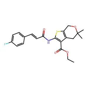Ethyl 2-[[3-(4-fluorophenyl)-1-oxo-2-propen-1-yl]amino]-4,7-dihydro-5,5-dimethyl-5H-thieno[2,3-c]pyran-3-carboxylate structure