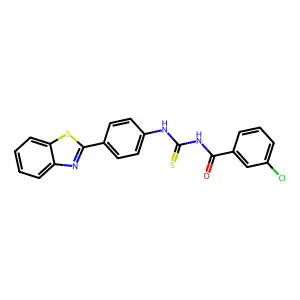 N-[[4-(1,3-benzothiazol-2-yl)phenyl]carbamothioyl]-3-chlorobenzamide structure