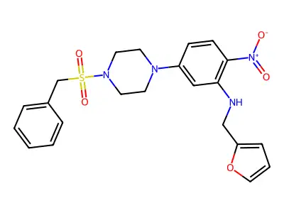 5-(4-benzylsulfonylpiperazin-1-yl)-N-(furan-2-ylmethyl)-2-nitroaniline structure