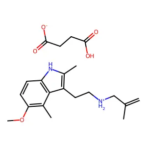 Indole, 2,4-dimethyl-5-methoxy-3-(2-(2-methylprop-2-enylamino)ethyl)-, succinate structure