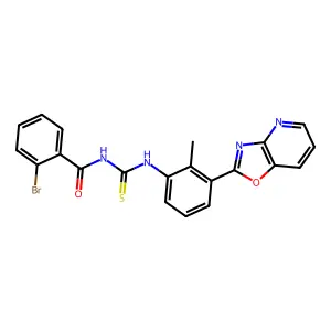 2-bromo-N-[[2-methyl-3-([1,3]oxazolo[4,5-b]pyridin-2-yl)phenyl]carbamothioyl]benzamide structure