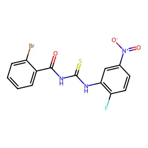 2-bromo-N-[(2-fluoro-5-nitrophenyl)carbamothioyl]benzamide structure