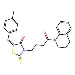 (5Z)-3-[4-(3,4-dihydro-2H-quinolin-1-yl)-4-oxobutyl]-5-[(4-methylphenyl)methylidene]-2-sulfanylidene-1,3-thiazolidin-4-one structure
