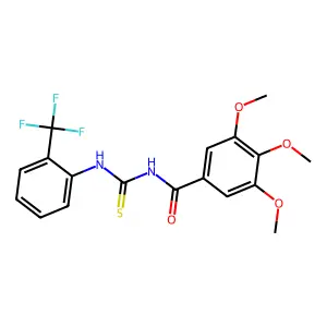 3,4,5-trimethoxy-N-[[2-(trifluoromethyl)phenyl]carbamothioyl]benzamide structure
