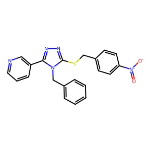 3-[4-Benzyl-5-[(4-nitrophenyl)methylsulfanyl]-1,2,4-triazol-3-yl]pyridine structure