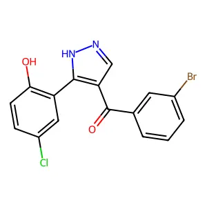 (3-bromophenyl)(3-(5-chloro-2-hydroxyphenyl)-1H-pyrazol-4-yl)methanone structure
