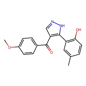 (3-(2-hydroxy-5-methylphenyl)-1H-pyrazol-4-yl)(4-methoxyphenyl)methanone structure