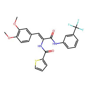 N-[(E)-1-(3,4-dimethoxyphenyl)-3-oxo-3-[3-(trifluoromethyl)anilino]prop-1-en-2-yl]thiophene-2-carboxamide structure