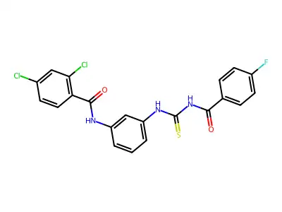 2,4-dichloro-N-[3-[(4-fluorobenzoyl)carbamothioylamino]phenyl]benzamide structure
