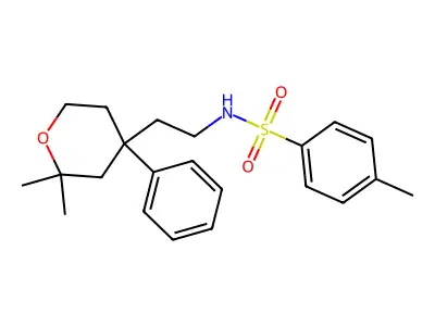 N-[2-(2,2-dimethyl-4-phenyloxan-4-yl)ethyl]-4-methylbenzenesulfonamide structure