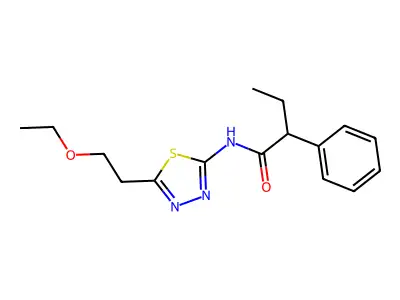 N-[5-(2-ethoxyethyl)-1,3,4-thiadiazol-2-yl]-2-phenylbutanamide structure