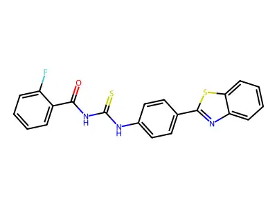 N-[[4-(1,3-benzothiazol-2-yl)phenyl]carbamothioyl]-2-fluorobenzamide structure