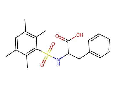 (2S)-3-phenyl-2-[(2,3,5,6-tetramethylphenyl)sulfonylamino]propanoic acid structure