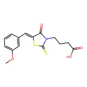 4-[(5Z)-5-[(3-methoxyphenyl)methylidene]-4-oxo-2-sulfanylidene-1,3-thiazolidin-3-yl]butanoic acid structure