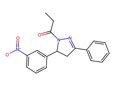 1-[3-(3-Nitrophenyl)-5-phenyl-3,4-dihydropyrazol-2-yl]propan-1-one structure