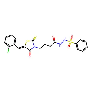 4-[(5Z)-5-(2-chlorobenzylidene)-4-oxo-2-thioxo-1,3-thiazolidin-3-yl]-N'-(phenylsulfonyl)butanehydrazide structure