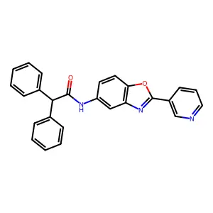 2,2-diphenyl-N-(2-pyridin-3-yl-1,3-benzoxazol-5-yl)acetamide structure