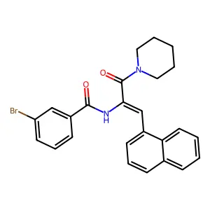 3-bromo-N-[(E)-1-naphthalen-1-yl-3-oxo-3-piperidin-1-ylprop-1-en-2-yl]benzamide structure