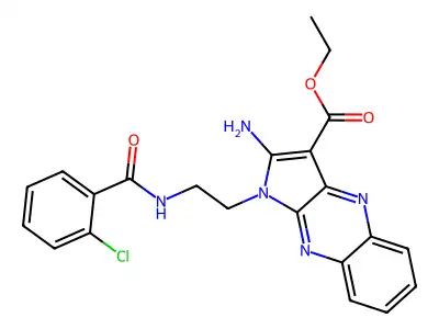 ethyl 2-amino-1-(2-(2-chlorobenzamido)ethyl)-1H-pyrrolo[2,3-b]quinoxaline-3-carboxylate structure