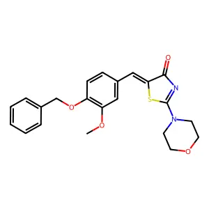 (E)-5-(4-(benzyloxy)-3-methoxybenzylidene)-2-morpholinothiazol-4(5H)-one structure