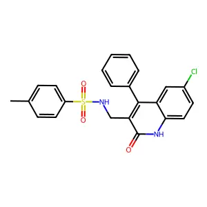 N-[(6-chloro-2-oxo-4-phenyl-1H-quinolin-3-yl)methyl]-4-methylbenzenesulfonamide structure