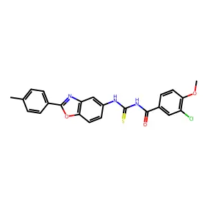 3-chloro-4-methoxy-N-[[2-(4-methylphenyl)-1,3-benzoxazol-5-yl]carbamothioyl]benzamide structure