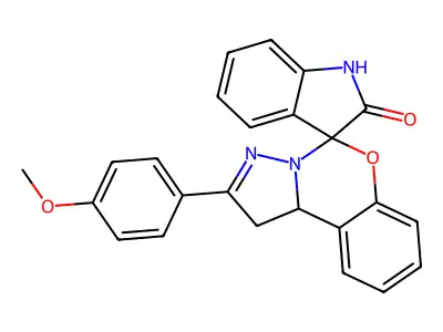 2-(4-methoxyphenyl)-1,10b-dihydrospiro[benzo[e]pyrazolo[1,5-c][1,3]oxazine-5,3'-indolin]-2'-one structure