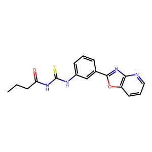 N-[[3-([1,3]oxazolo[4,5-b]pyridin-2-yl)phenyl]carbamothioyl]butanamide structure