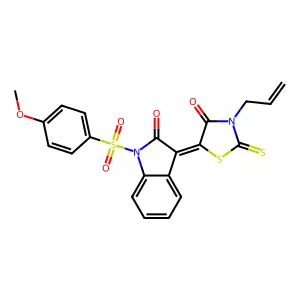(5Z)-5-[1-(4-methoxyphenyl)sulfonyl-2-oxoindol-3-ylidene]-3-prop-2-enyl-2-sulfanylidene-1,3-thiazolidin-4-one structure