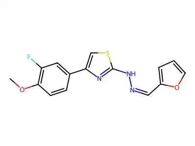(2Z)-4-(3-fluoro-4-methoxyphenyl)-2-[(2E)-(furan-2-ylmethylidene)hydrazinylidene]-2,3-dihydro-1,3-thiazole structure