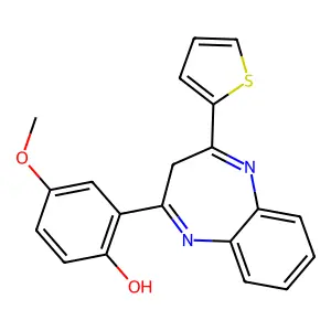 4-methoxy-2-[4-(2-thienyl)-3H-1,5-benzodiazepin-2-yl]phenol structure