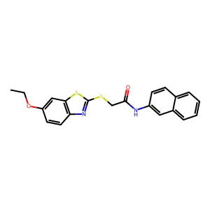 2-[(6-ethoxy-1,3-benzothiazol-2-yl)sulfanyl]-N-naphthalen-2-ylacetamide structure