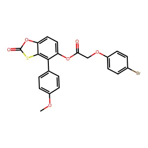 4-(4-Methoxyphenyl)-2-oxo-1,3-benzoxathiol-5-yl (4-bromophenoxy)acetate structure