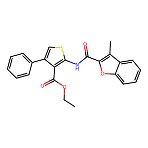 Ethyl 2-(3-methylbenzofuran-2-carboxamido)-4-phenylthiophene-3-carboxylate structure